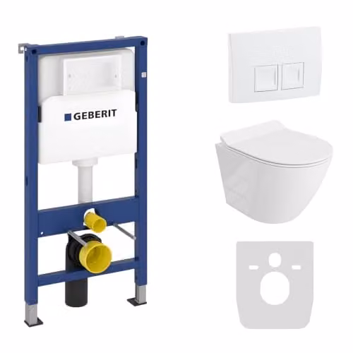 Geberit Duofix Basic Complete Toiletset met Sogo Slim Wandcloset en Delta 25 Bedieningspaneel - Wit