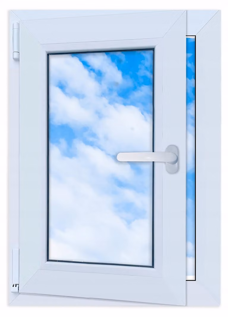 LORAC PVC-draaikipraam met dubbel glas, wit, Breedte: 50 cm, Hoogte: 70 cm, linksdraaiend