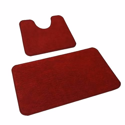 Rururug Badmatset van 2 stuks, Microvezel, Antislip, Rood, Breedte: 50 cm, Diepte: 80 cm en Breedte: 50 cm, Diepte: 40 cm