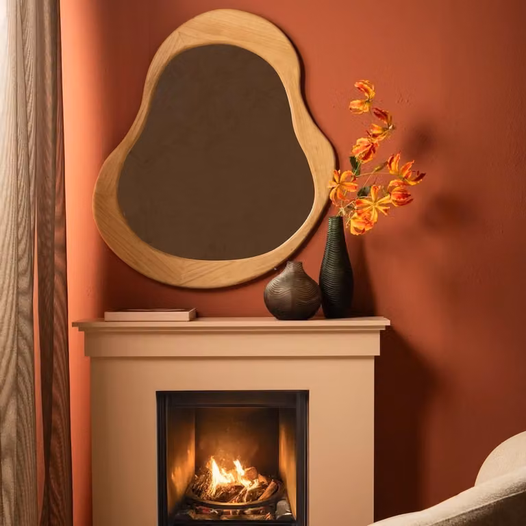 Barragh Spiegel Naturel hout organisch ovaal bruin B: 120 cm, H: 92,5 cm