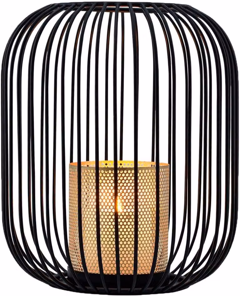 Grote Decoratieve Aesthetic Lanternen van Metaaldraad - Zwart - Theelichthouder voor Tuin en Huiskamer - 21 cm