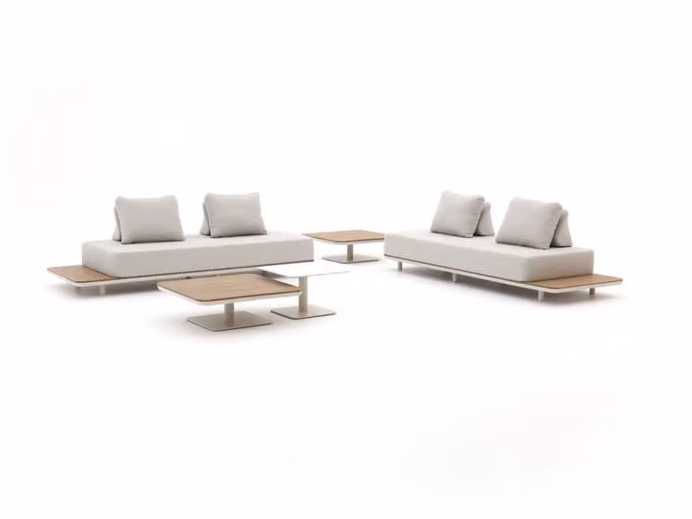 Bellagio Hoek loungeset voor 4 personen met beige kussens en aluminium frame