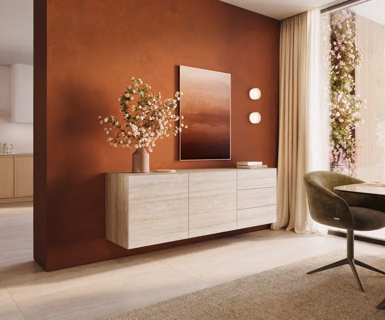 DELIFE Dressoir Cuor Zwevend Keramiek Laminam Travertino Bianco Crème-wit B: 180 cm