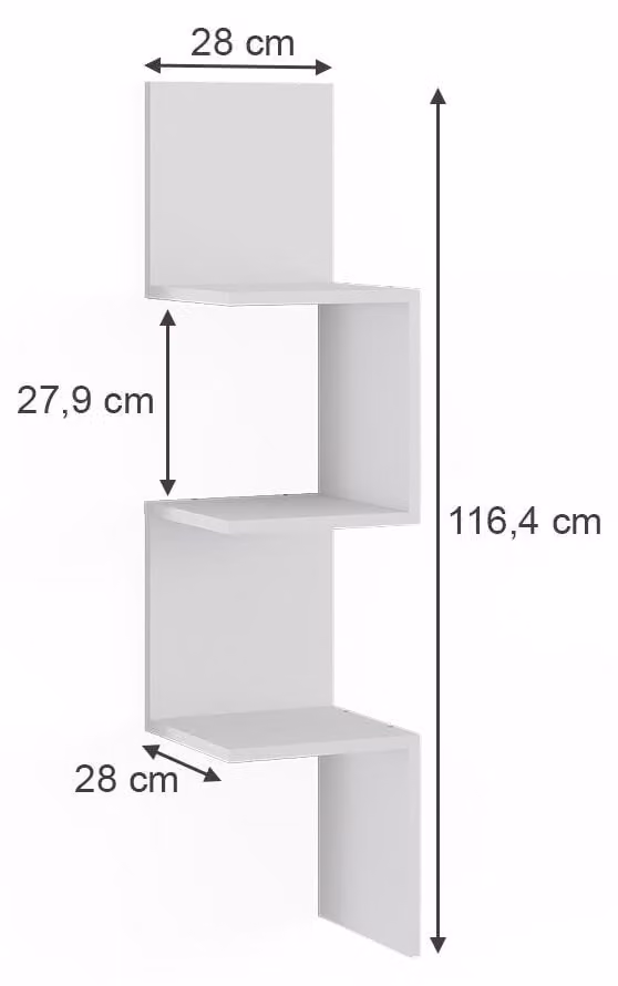 Vicco Paolo Hoekplank Wit, Wandmontage, Breedte: 116,4 cm, Diepte: 28 cm
