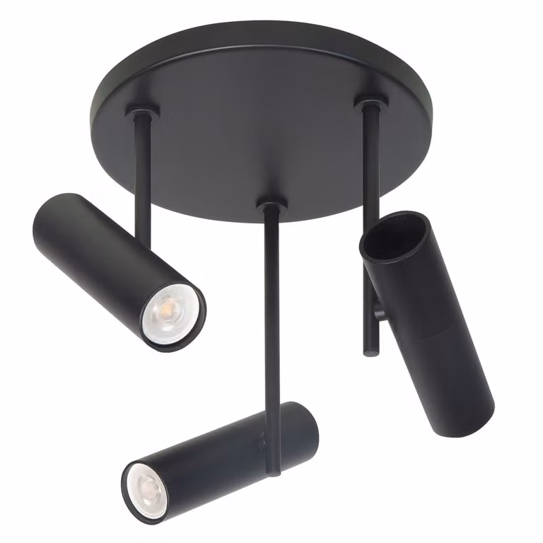 Spot Trend 3-lichts ronde plafondspot Highlight zwart metalen