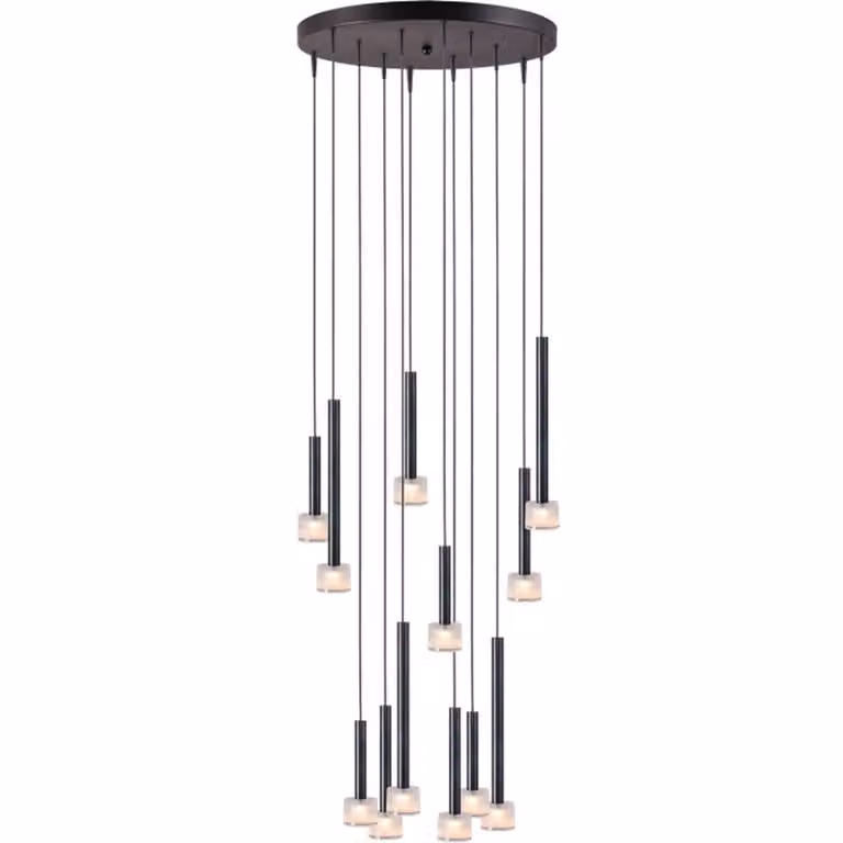 Masterlight Fabro Led hanglamp - 12-lichts - Dappled Oil - Zwart