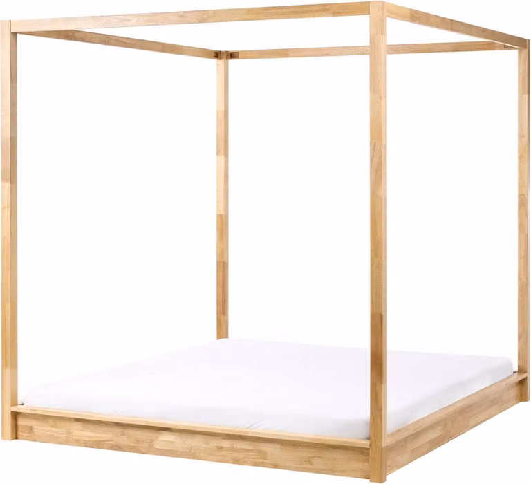 Herliere Hemelbed van massief hout in lichtbruin, 180 x 200 cm