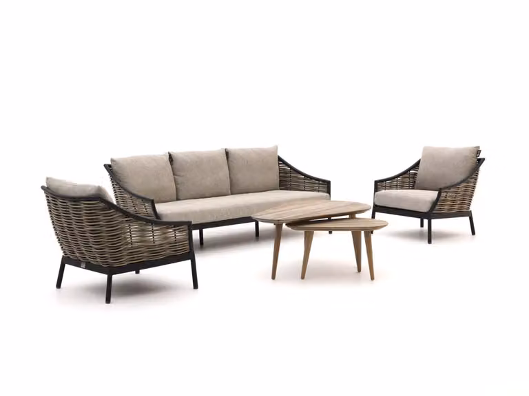 Apple Bee Loungeset voor 5 personen - L-vormig - Zwart - Aluminium met kussens