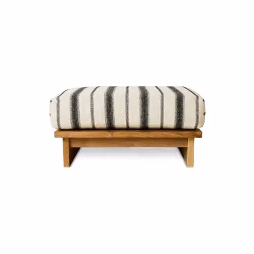 HKLiving Outdoor Hocker Teak Chalkstripe