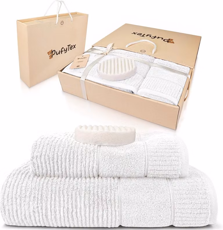 Sauna Handdoeken Set van 100% Biologisch Katoen in Wit - Duo Set met afmetingen 50x90 cm en 70x140 cm