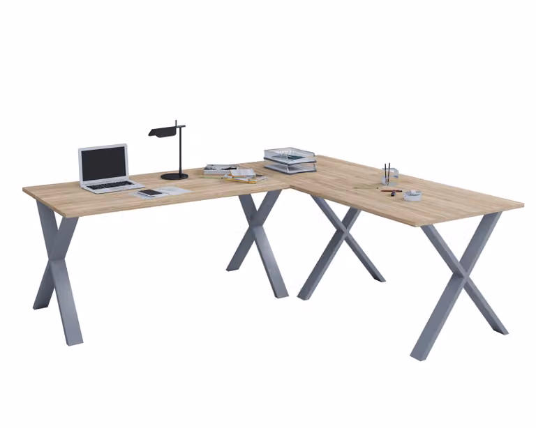 VCM Hoekbureau Plain Lona X - Houten Computertafel voor Home Office - Breedte: 190 cm, Diepte: 80 cm