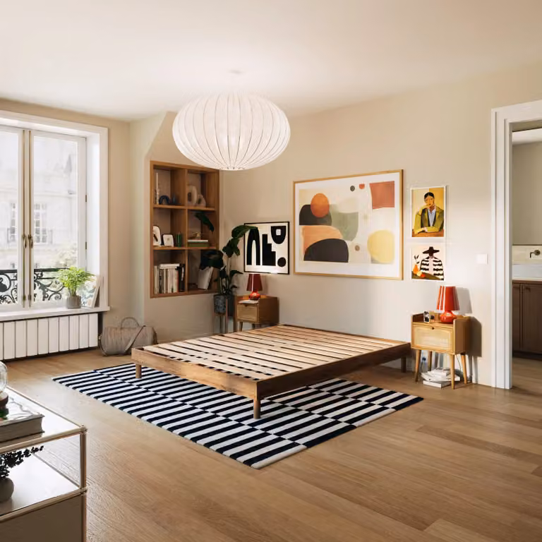 Hypnia Essential bedbodem met vaste houten latten in bruin