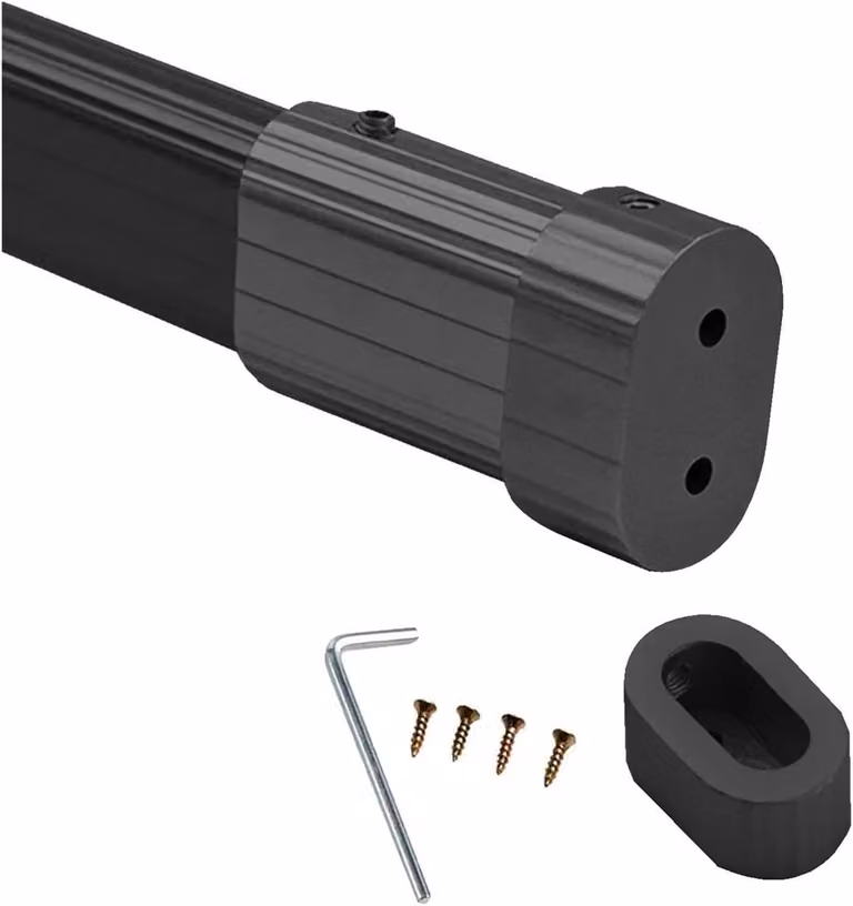 Uitschuifbare kledingroede telescopische stang in zwart roestbestendig aluminium voor je kast of hal, 42-85 cm