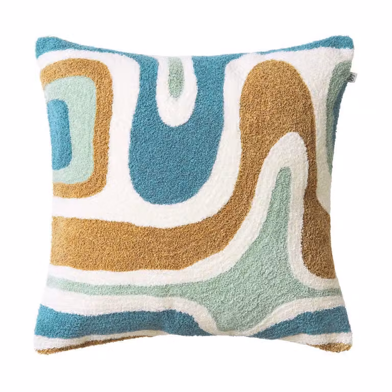 Chhatwal & Jonsson Godavari kussenhoes Heaven blue-aqua-sand-offwhite, 50 x 50 cm