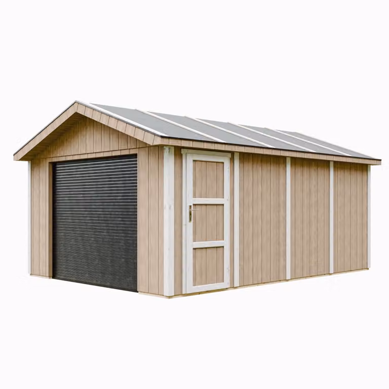 Timbela M991B-TERRA BROWN LP SmartSide Garage 17 m2 met verf B: 530 cm, D: 378 cm, H: 269 cm