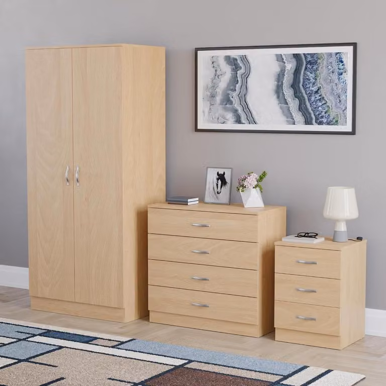 Slaapkamer meubelset van massief grenenhout met lades, B/D/H: 170 x 76 x 47 cm