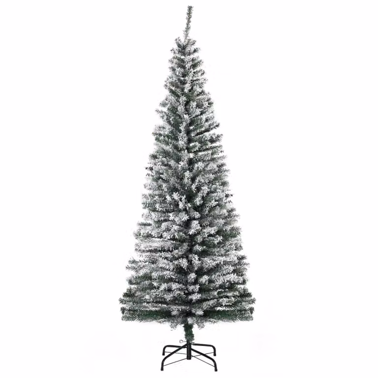 HOMCOM Kunstmatige Kerstboom Potlood Den met Sneeuw, Hoogte: 180 cm