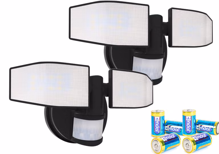 Northpoint LED-floodlights voor de tuin met bewegingssensor en batterij, zwart, set van 2