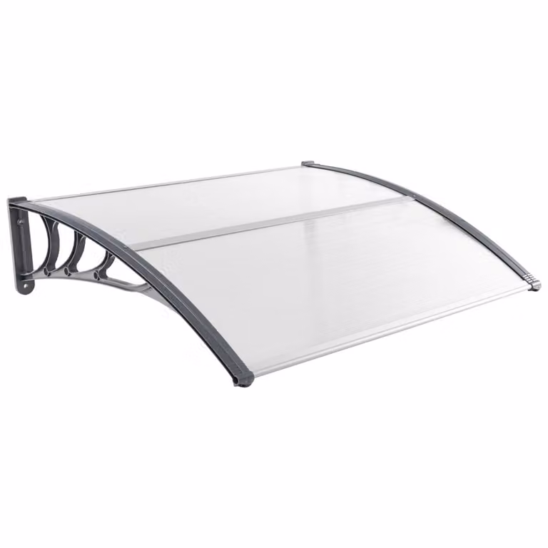 Costway Luifel voor Terrasdeur en Voordeur, Buitenzonwering van Polycarbonaat, 122 x 99 cm
