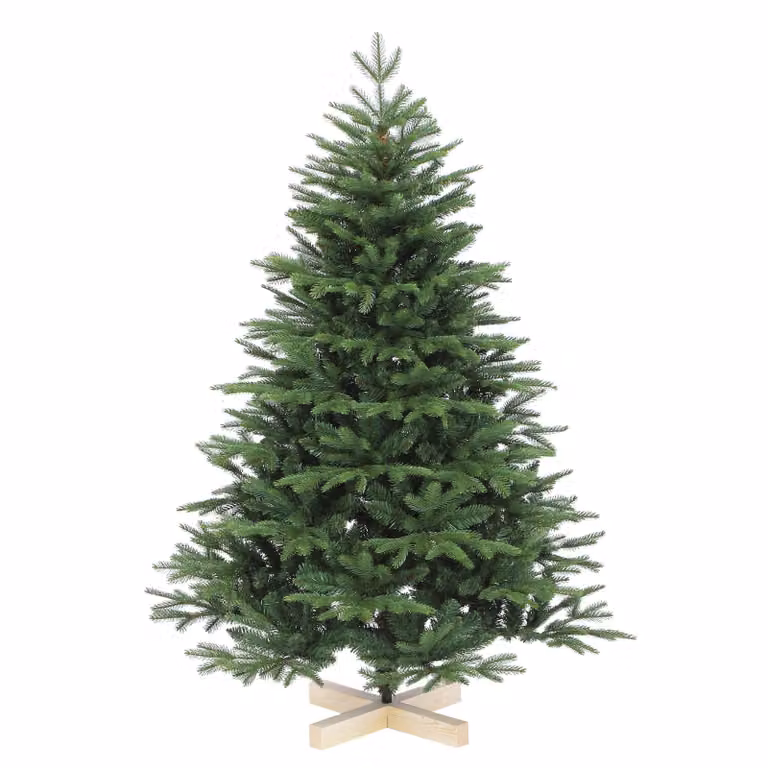 Salcar Kerstboom Nordmannspar, 150 cm, Kunstmatige dennenboom met houten voet, 980 PE-takken en 544 PVC-takken