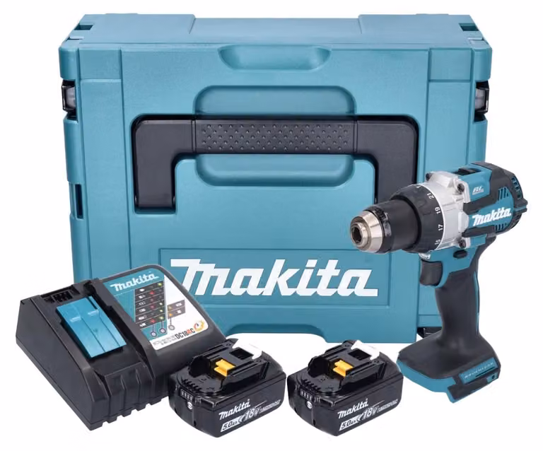 Makita DHP 489 RTJ accu-klopboormachine 18 V 73 Nm borstelloos met 2x 5,0 Ah accu en oplader en Makpac