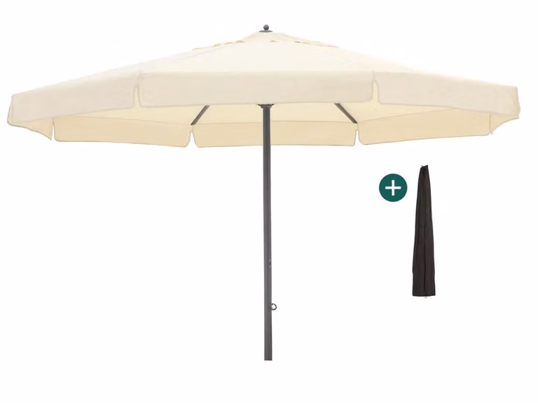 Parasol Shadowline Java Rond 500 cm in wit of beige inclusief hoes