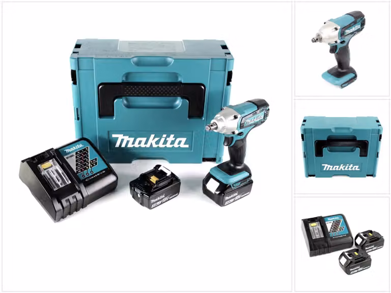 Makita DTW 190 RFJ accu-slagmoersleutel 18 V met 2x 3,0 Ah accu en snellader en Makpac