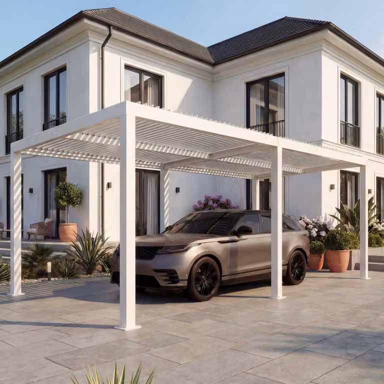 Mendler Carport HWC-L46 Autoveranda Garageoverkapping Wit 3 x 6 meter