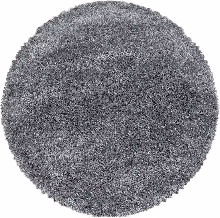 Rond Hoogpolig Vloerkleed Lichtgrijs - Modern Polyester Kleed voor Woonkamer en Eetkamer - Diameter: 160 cm