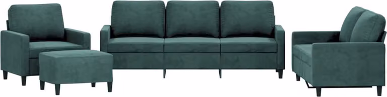vidaXL 4-delige loungeset met kussens in donkergroen fluweel
