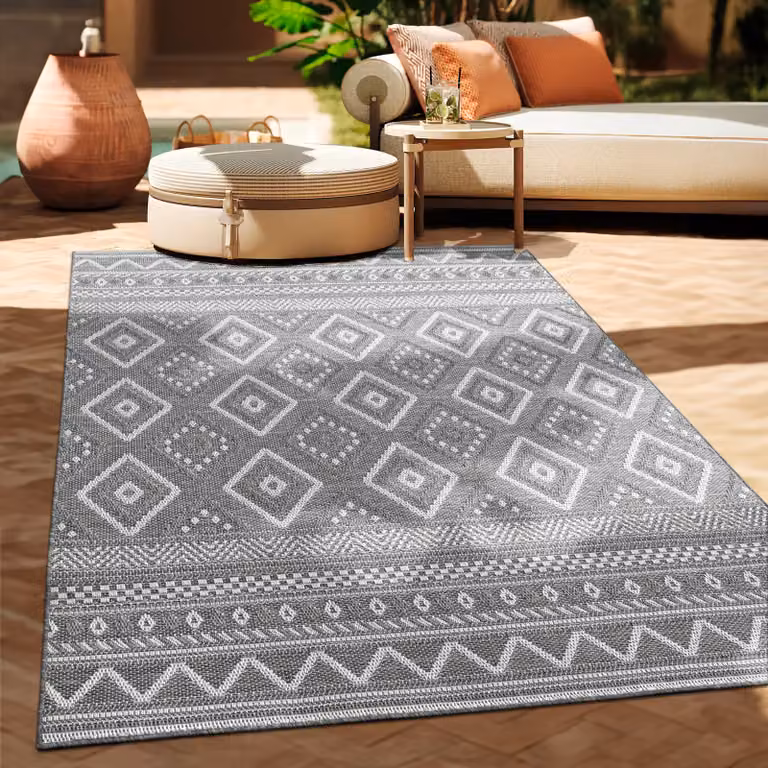 Paco Home Buitenkleed Boho Etnisch Geometrisch Plat Geweven Weerbestendig B: 240 cm, D: 340 cm