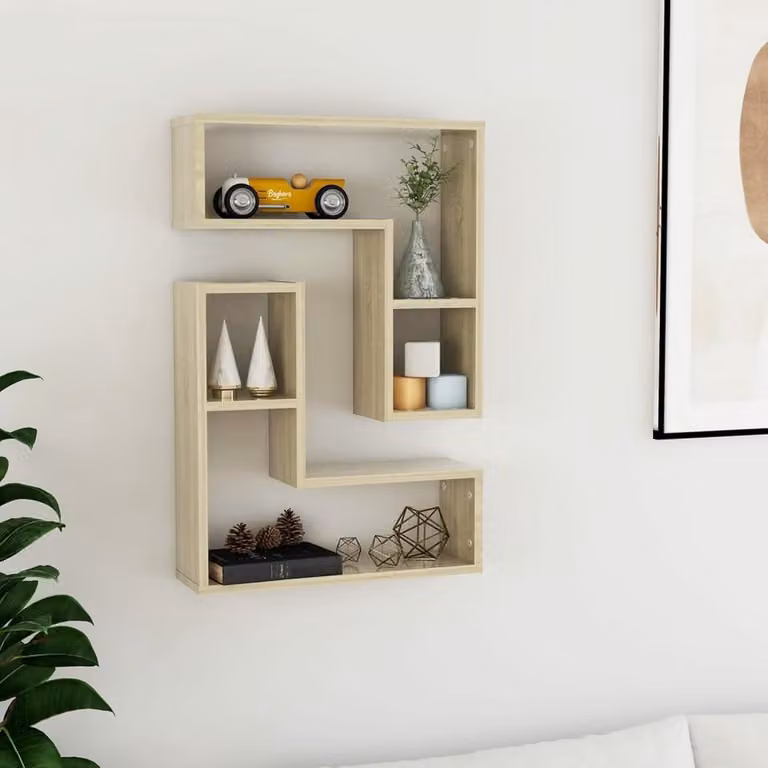 Set van 2 zwevende wandplanken met onzichtbare montage in Sonoma Eiken, Breedte: 50 cm