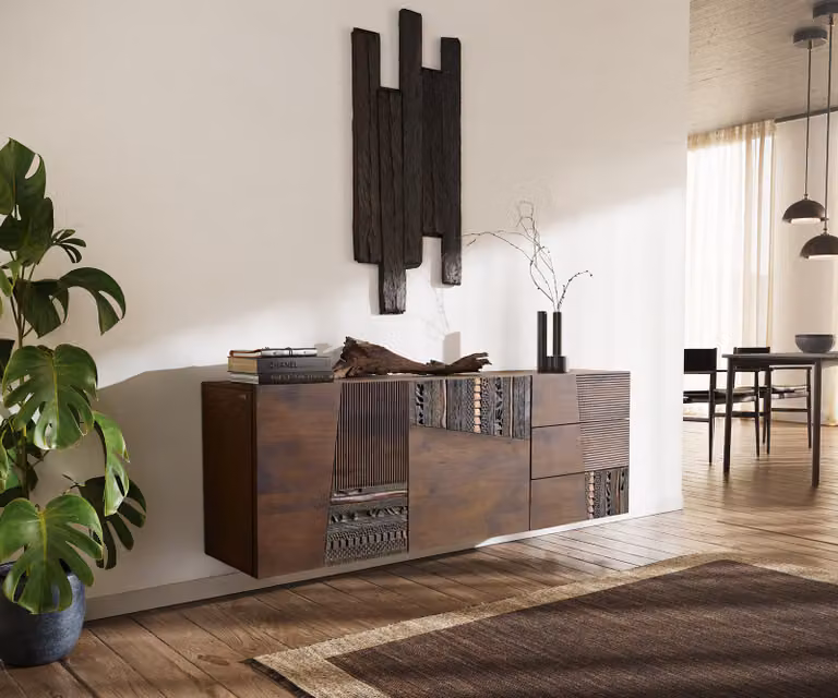 DELIFE Imara Zwevend Dressoir Mango Bruin met 2 Deuren en 3 Lades met Soft-close