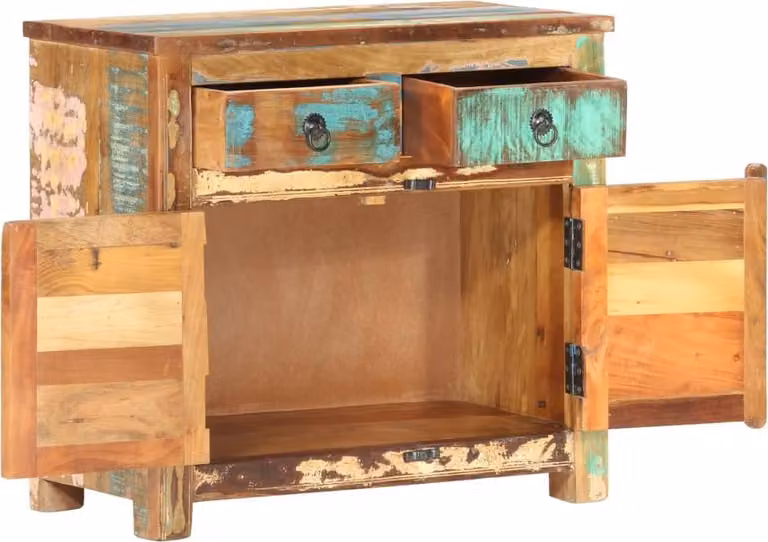 vidaXL Dressoir in antique massief gerecycled hout, B/D/H: 70 x 35 x 65 cm