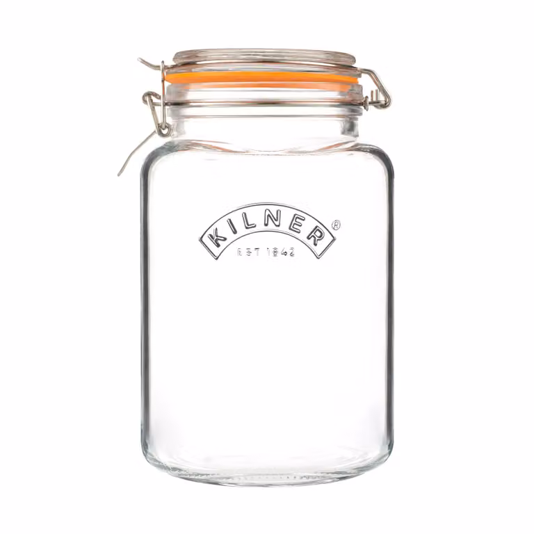 Kilner vierkante weckpot met beugelsluiting Helder-roestvrij staal, 3 l