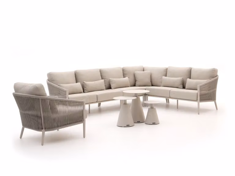 Bellagio Hoek loungeset voor 7 personen, Beige, Aluminium met Textiel