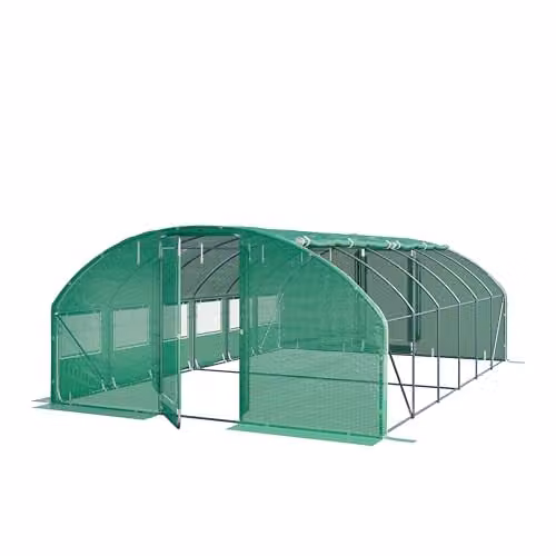 TOOLPORT Tunnelkas Tuinkas Premium 4x6m met draaideurconstructie en transparant PE-zeil 180 g/m²