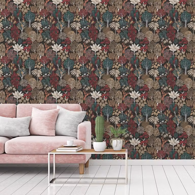 home24 Vliesbehang Jungle II zwart, 53 x 1005 cm