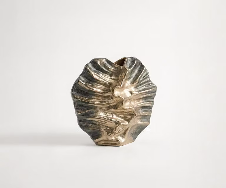 DELIFE Vaas Nerina Handgemaakt Aluminium Verde Antico B: 36 cm, D: 13 cm, H: 35 cm