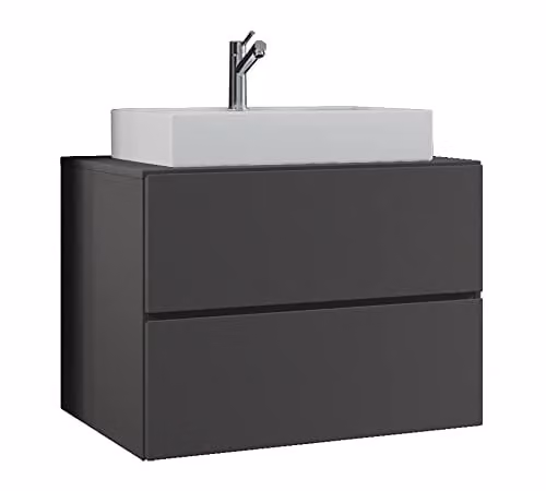 VCM Lendas Badmeubel Set met Wastafel en Onderkast, Anthraciet/Grijs, Breedte: 80 cm