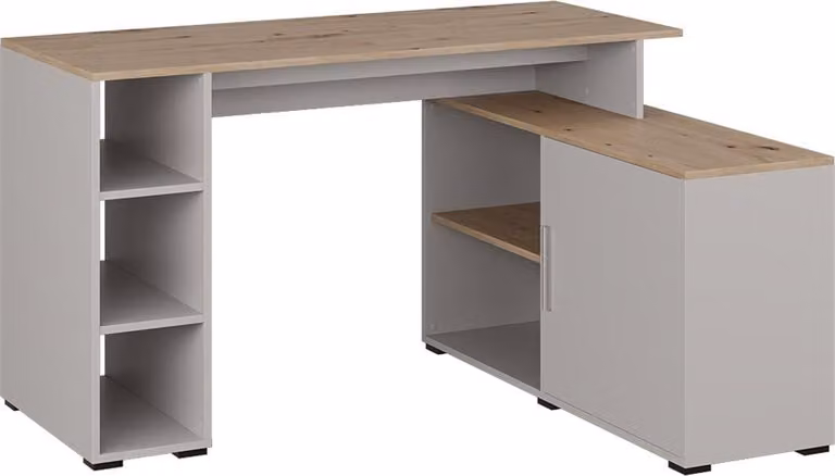 Vicco Rudy Hoekbureau Kasjmier met planken, B/D: 135 x 110 cm, Model 57326