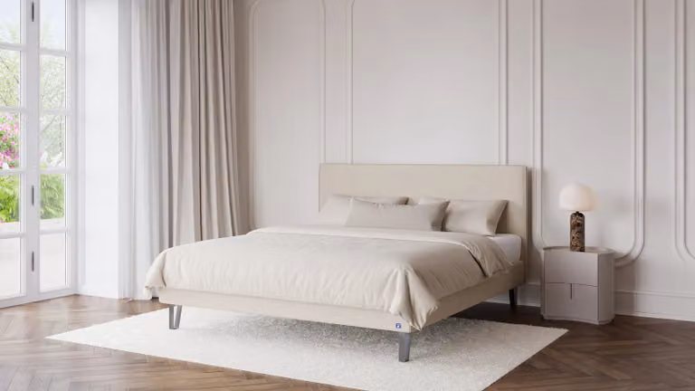 BRUNO Classic bed beige met matras en lattenbodem B/D/H: 180 x 200 cm