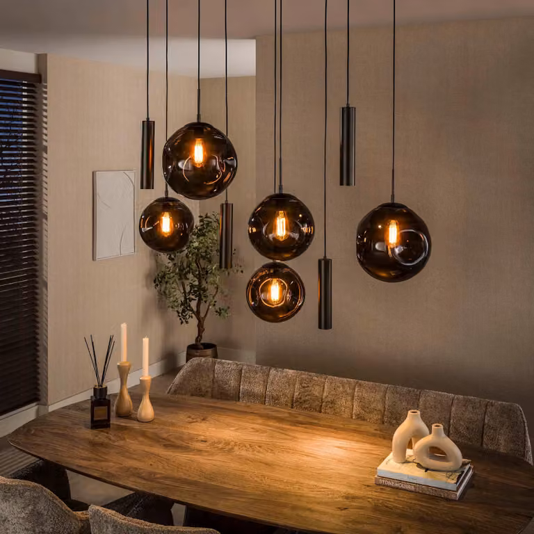 WoonStijl Stellar Hanglamp pendel 5+4-lichts bruin en brons