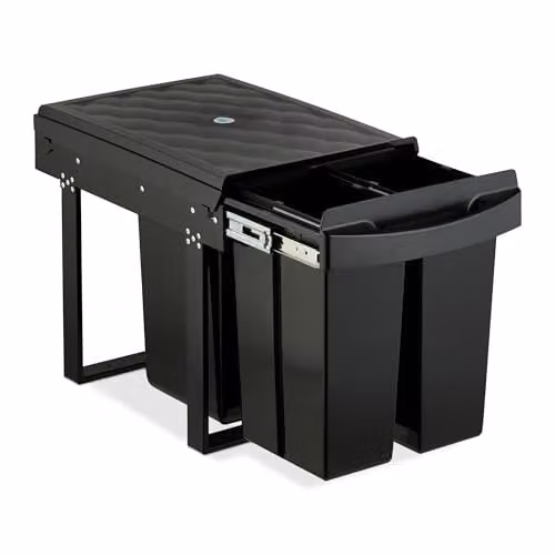 Relaxdays Inbouwprullenbak met 3 vakken, zwart, B: 41,3 cm, D: 34,0 cm, H: 51,8 cm