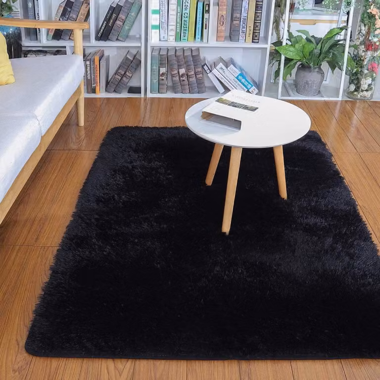 Shaggy Vloerkleed Zwart - Ultra Zacht Pluche Tapijt - 60 x 90 cm