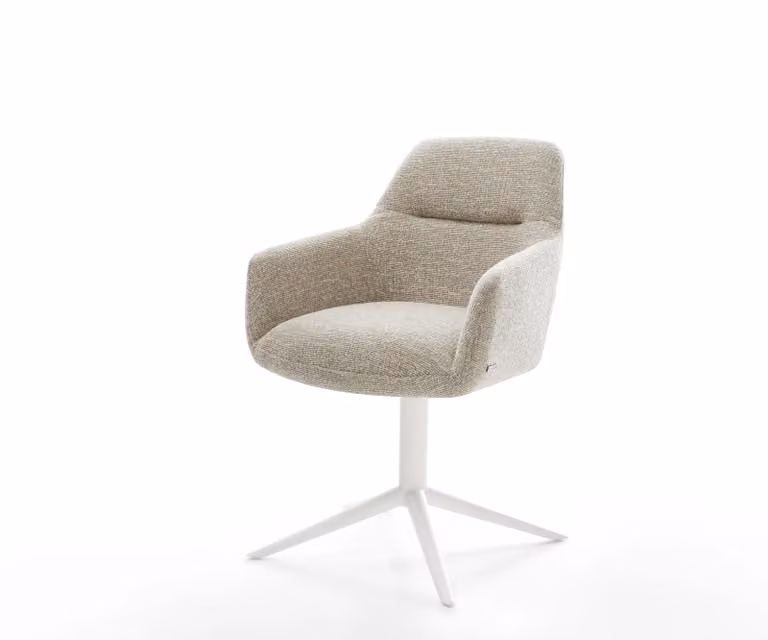 DELIFE Draaistoel Pejo-Flex beige geweven stof met wit kruispoot