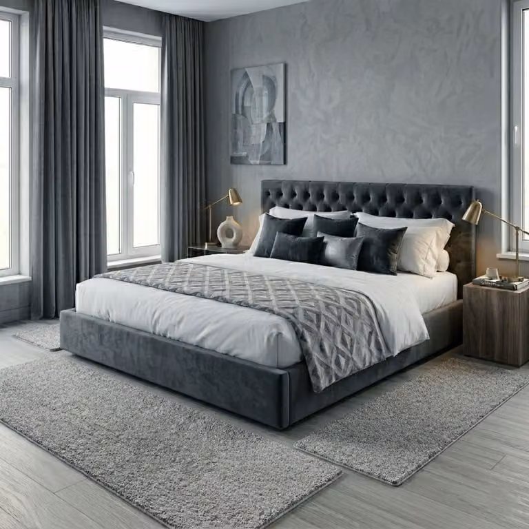 FLOORDIREKT Slaapkamer vloerkleed Barcelona Set - Grijs - 1 Loper 67 x 250 cm en 2 Lopers 67 x 140 cm