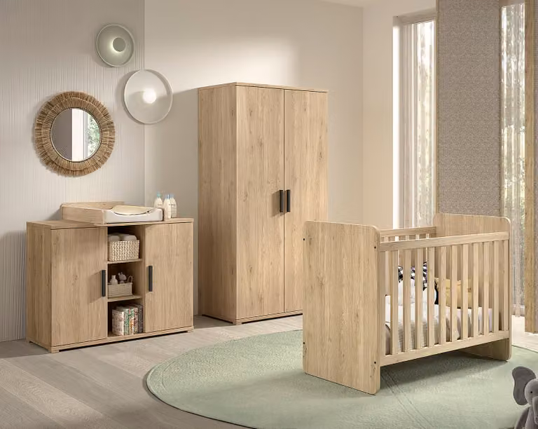 Stil Art möbel Sam 3-delige babykameraset in bruin met houteffect