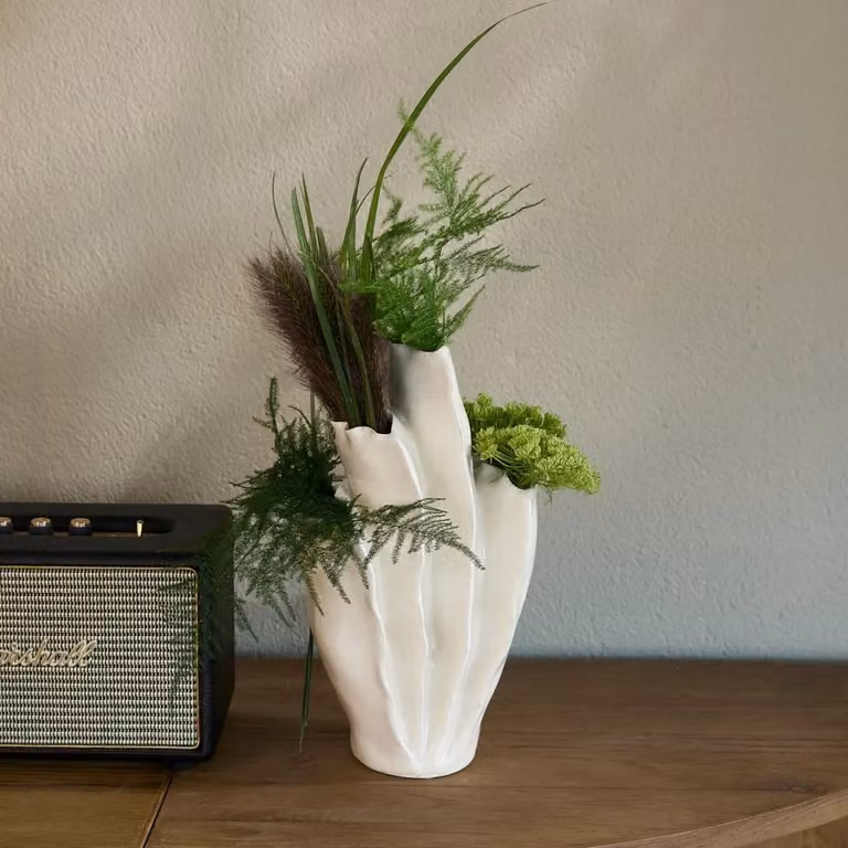 Riviera Maison Vaas Atelier Tall Botanica - Wit - Keramiek - H: 31,0 cm, B: 18,5 cm, D: 15,0 cm