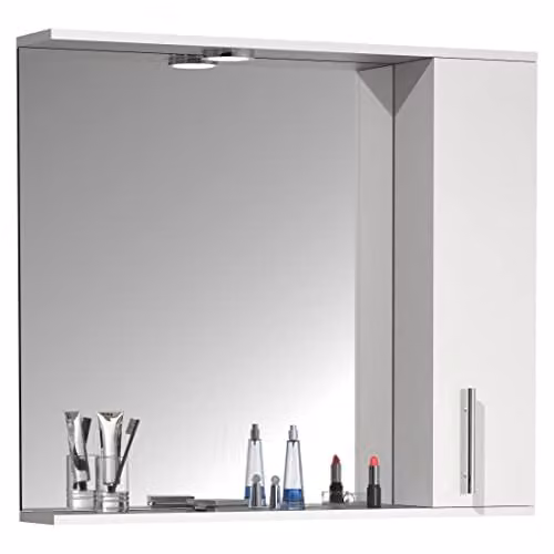 VCM Lisalo XL Badkamerspiegel met LED-verlichting en draaideuren, Wit, Breedte: 75 cm